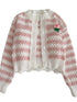Two Piece Fashion Striped Floral Sweet Knitted Tank Top With Cardigan